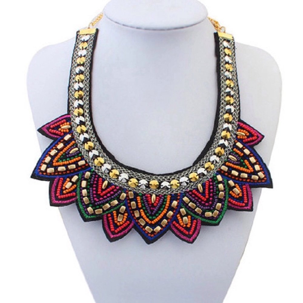 Vintage Bib Maxi Gypsy Ethnic Necklace Jewelry